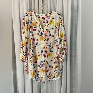Sheer flower print tunic